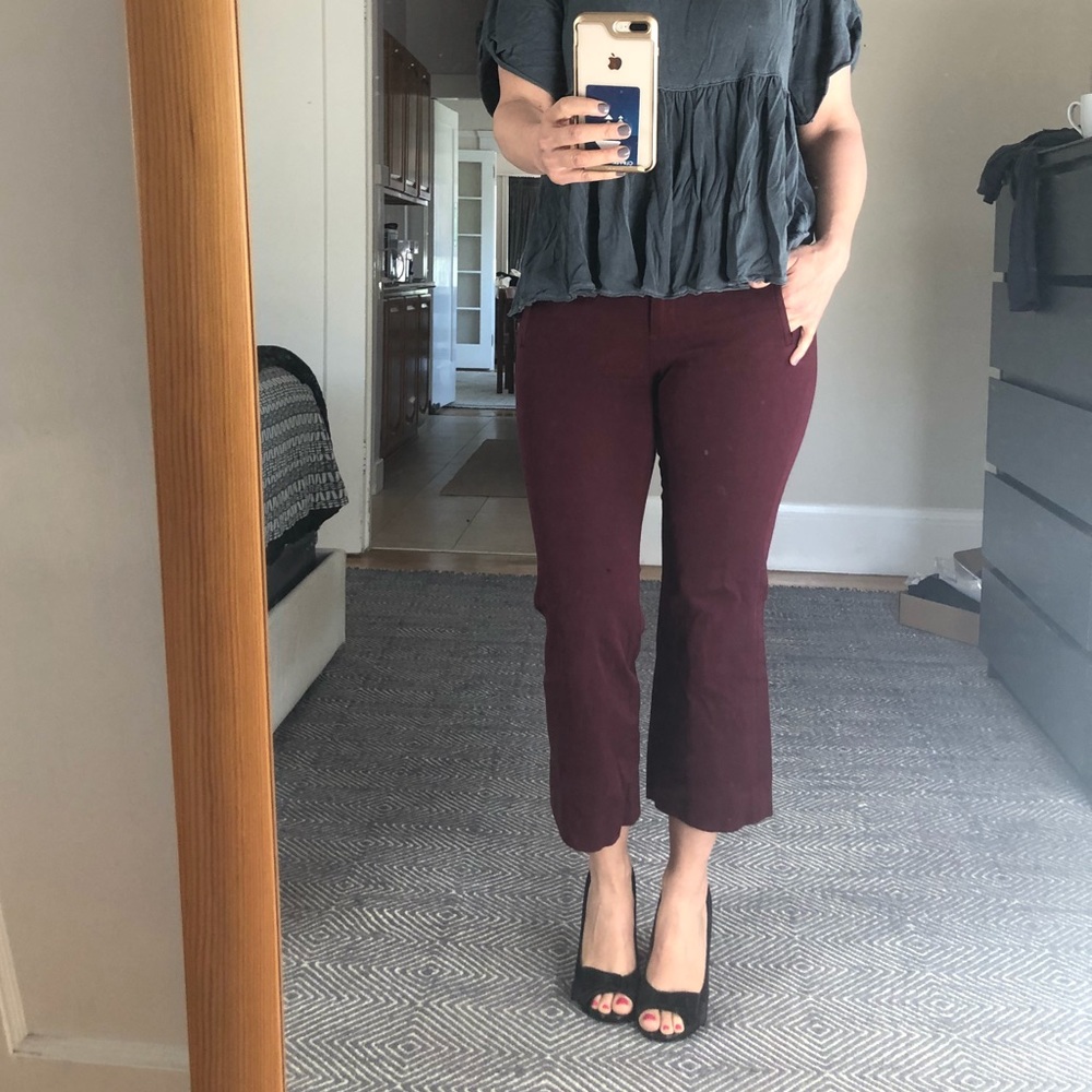 J crew Teddie pants, size 4 burgundy